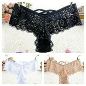 3 Pairs of Anna & Eric Women's XL Lace/Thongs Black/White & Nude